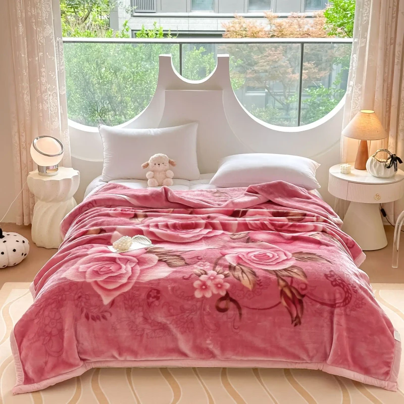 Winter-Warm-Heavy-Korean-Mink-Fleece-Blanket-2-Ply-Thick-Raschel-Embossed-Bed-Blankets-Bed-Comforter
