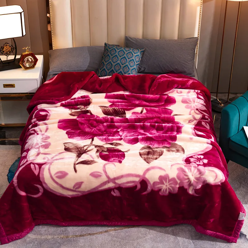 Winter-Warm-Heavy-Korean-Mink-Fleece-Blanket-2-Ply-Thick-Raschel-Embossed-Bed-Blankets