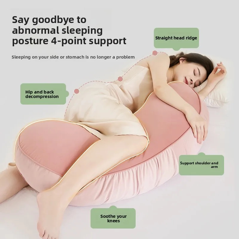 Womens-Deep-Sleep-Long-Body-Pillow-PP-Cotton-Filling-Curved-Shape-Ergonomic-Design-Customizable-for-Adults-Side-Sleepers