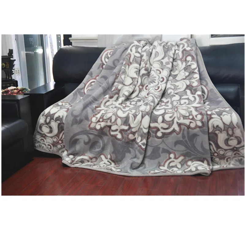 Wool-Double-Layer-Woven-Raschel-Blanket-Super-King-Size-100-Australia-Living-Room-Adults-Winter-Floral-Plant-Plain