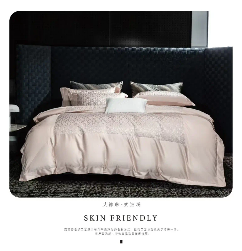 Woven-Jacquard-Cotton-Bed-Sheets-Pillowcases-Quilt-Covers-Set