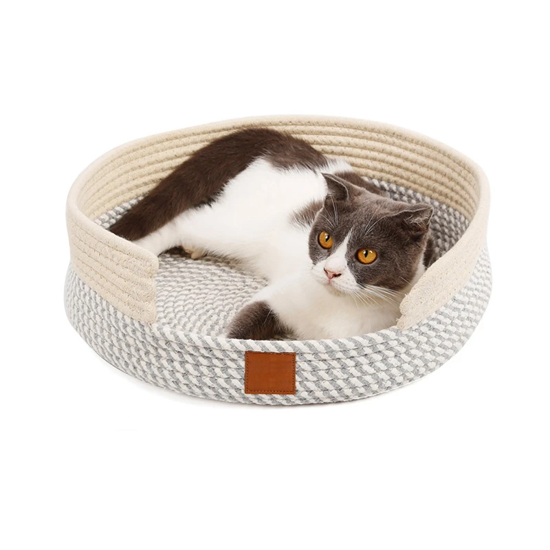 Woven-Linen-Seagrass-Cat-Dog-Pet-Basket-Bed