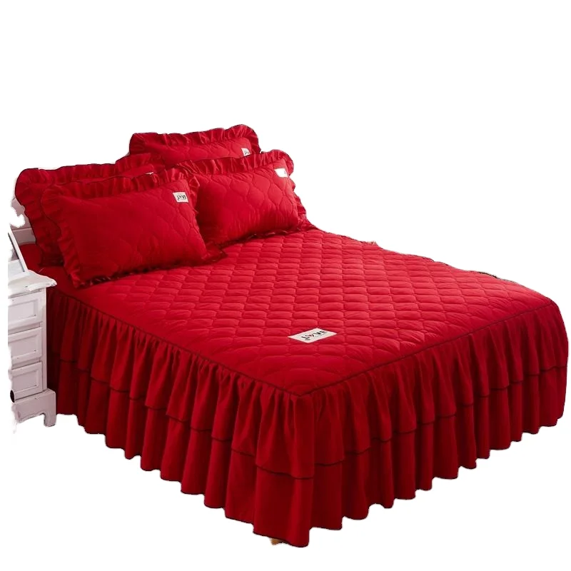 Wrap-Around-Bed-Skirts-Solid-Color-Cotton-Bed-Skirt-with-Thickened-Bedspread-Bed-Cover-for-Facial-Bed