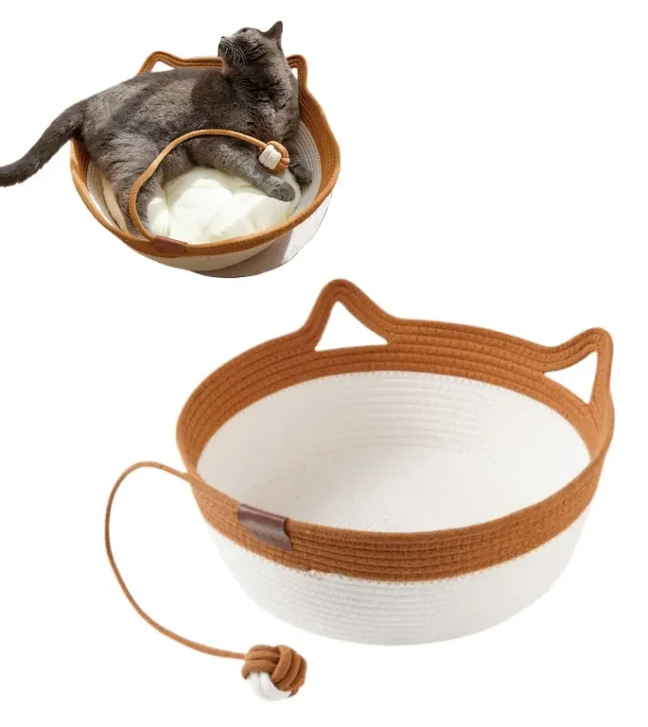 Wrap-around-Rattan-Pet-Bed-Hand-woven-Cat-Sofa-Fashion-Design-Pet-Cotton-Linen-Bed
