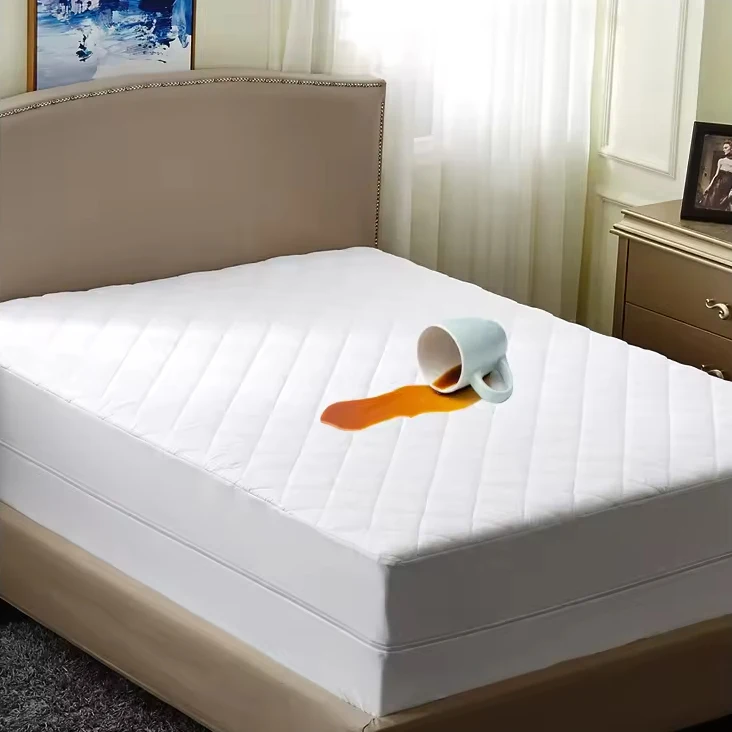 Zippered-Mattress-Cover-Quilted-King-Queen-Waterproof-Mattress-Protector-Microfiber-Fabric-Mattress-Encasement